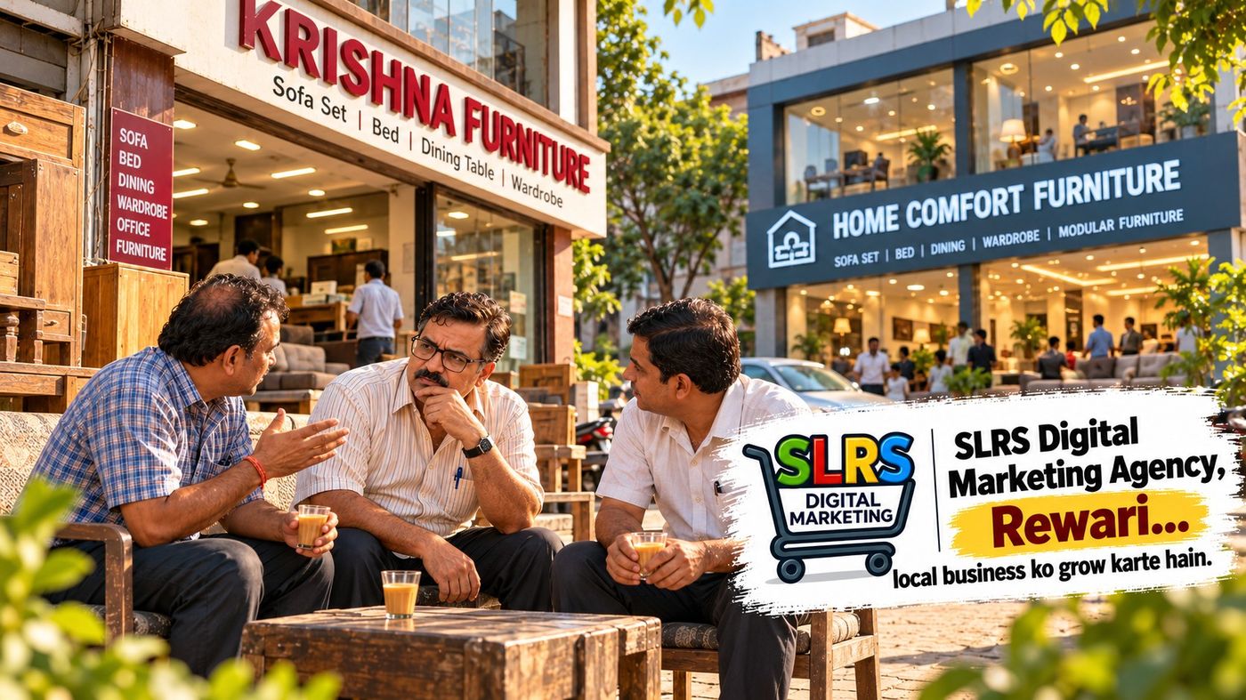 Friends discussing SLRS Digital Marketing Agency, Rewari